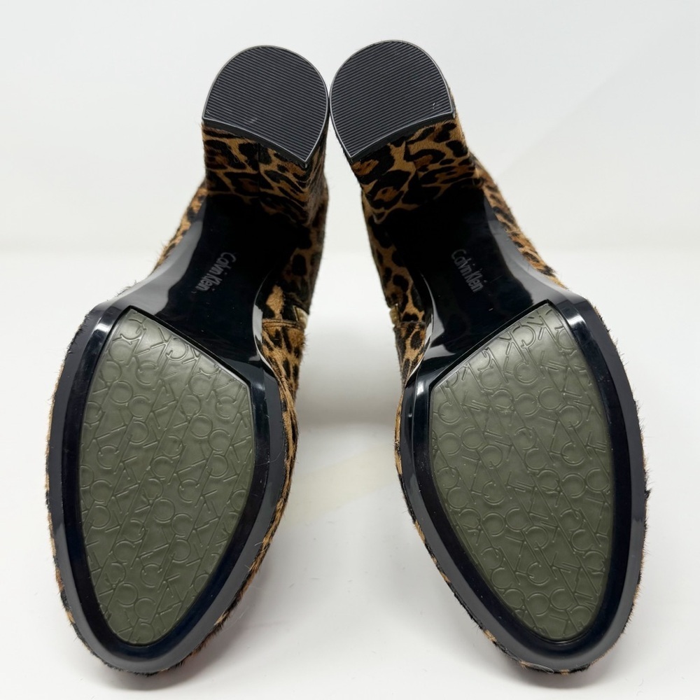 Calvin Klein women’s Martha Brown and Black  leopard ankle Heeled Boots size 9 - Picture 7 of 15